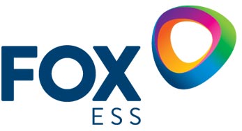 Das Logo zeigt den blauen Text "FOX ESS" neben einem bunten, ovalen Symbol