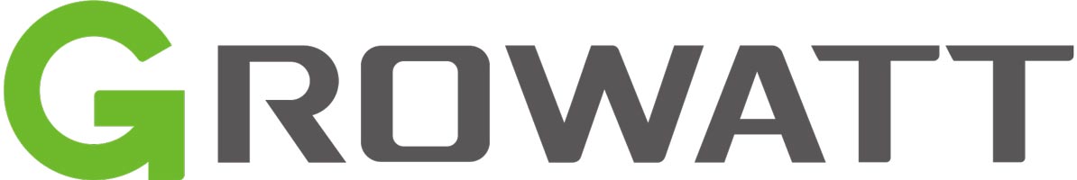 Das Bild zeigt das Growatt-Logo mit einem grünen u0022Gu0022 und grauem Text.