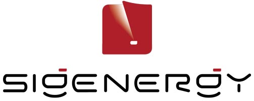 Ein stilisiertes Logo eines Energiedienstleisters mit rotem Quadrat und schwarzem Text.